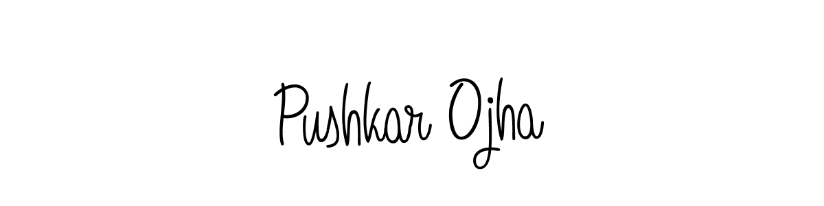 The best way (Angelique-Rose-font-FFP) to make a short signature is to pick only two or three words in your name. The name Pushkar Ojha include a total of six letters. For converting this name. Pushkar Ojha signature style 5 images and pictures png