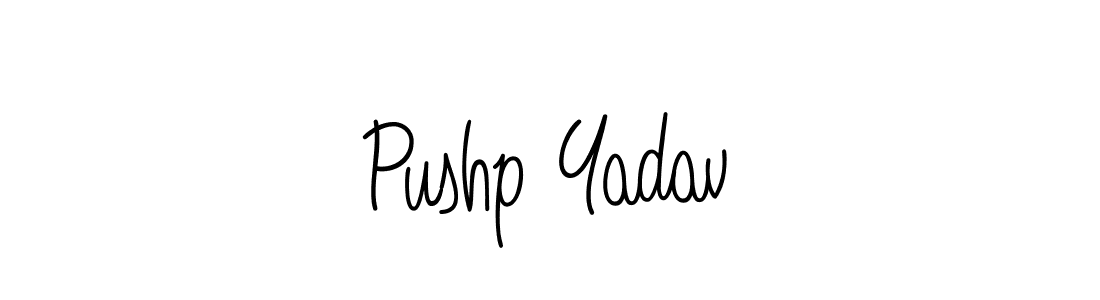 The best way (Angelique-Rose-font-FFP) to make a short signature is to pick only two or three words in your name. The name Pushp Yadav include a total of six letters. For converting this name. Pushp Yadav signature style 5 images and pictures png