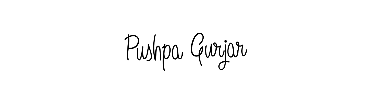 The best way (Angelique-Rose-font-FFP) to make a short signature is to pick only two or three words in your name. The name Pushpa Gurjar include a total of six letters. For converting this name. Pushpa Gurjar signature style 5 images and pictures png