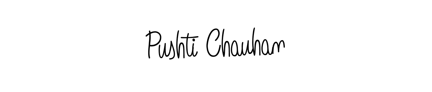 The best way (Angelique-Rose-font-FFP) to make a short signature is to pick only two or three words in your name. The name Pushti Chauhan include a total of six letters. For converting this name. Pushti Chauhan signature style 5 images and pictures png