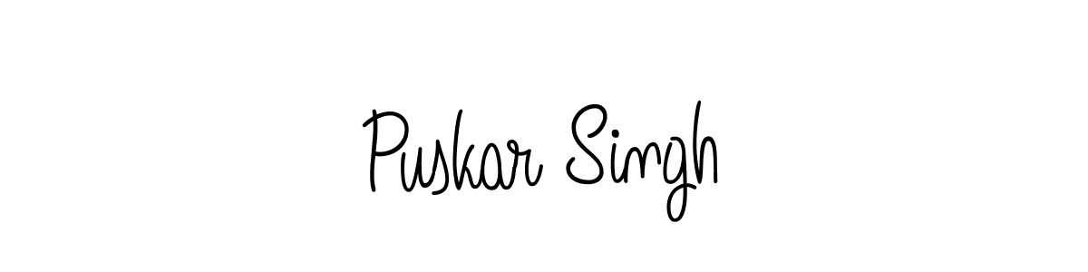 You should practise on your own different ways (Angelique-Rose-font-FFP) to write your name (Puskar Singh) in signature. don't let someone else do it for you. Puskar Singh signature style 5 images and pictures png