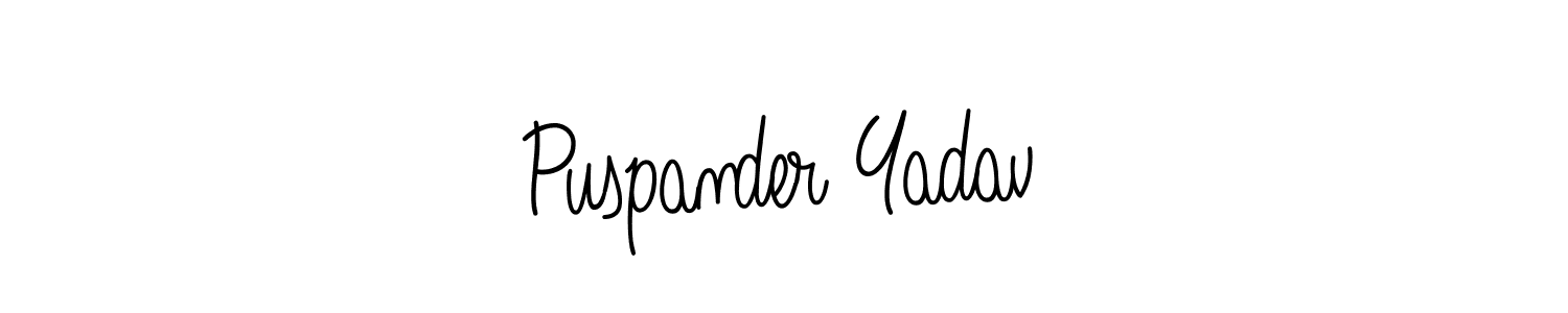 Make a beautiful signature design for name Puspander Yadav. With this signature (Angelique-Rose-font-FFP) style, you can create a handwritten signature for free. Puspander Yadav signature style 5 images and pictures png