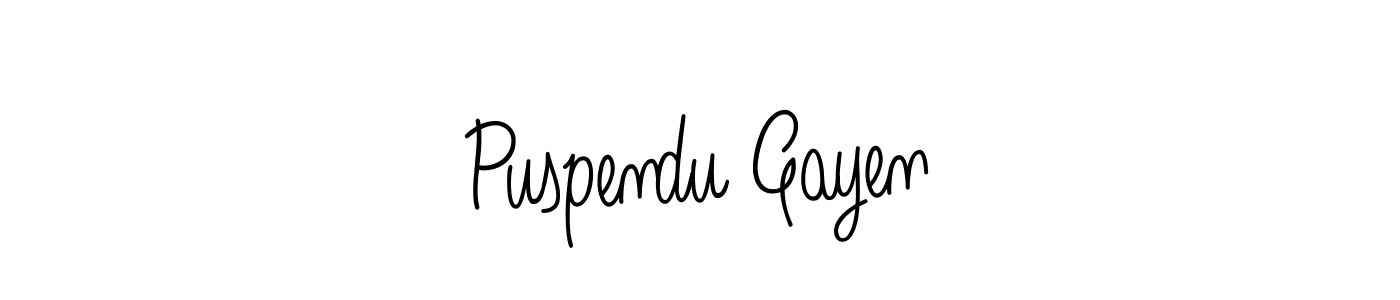 You should practise on your own different ways (Angelique-Rose-font-FFP) to write your name (Puspendu Gayen) in signature. don't let someone else do it for you. Puspendu Gayen signature style 5 images and pictures png