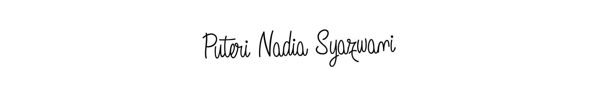 The best way (Angelique-Rose-font-FFP) to make a short signature is to pick only two or three words in your name. The name Puteri Nadia Syazwani include a total of six letters. For converting this name. Puteri Nadia Syazwani signature style 5 images and pictures png