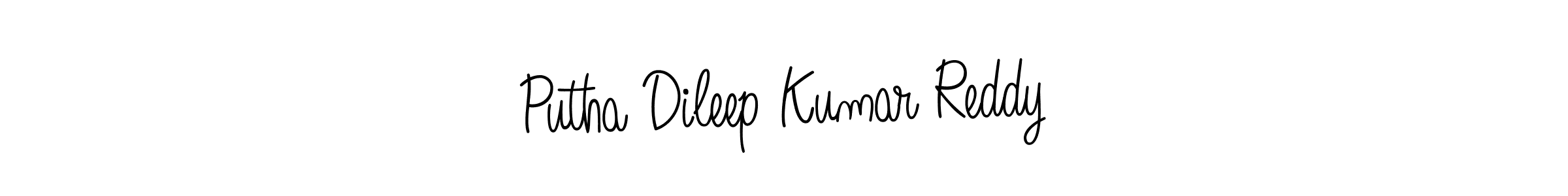 The best way (Angelique-Rose-font-FFP) to make a short signature is to pick only two or three words in your name. The name Putha Dileep Kumar Reddy include a total of six letters. For converting this name. Putha Dileep Kumar Reddy signature style 5 images and pictures png
