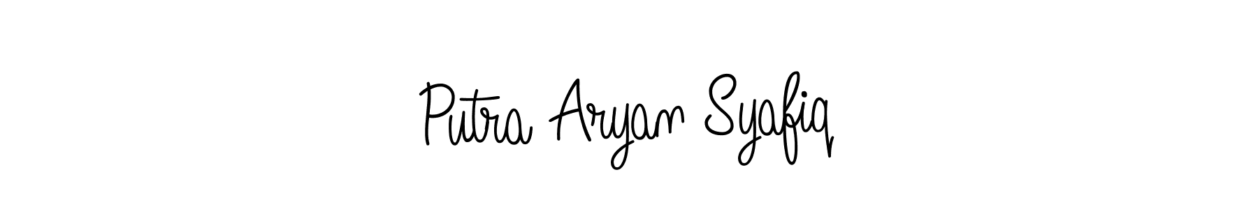 The best way (Angelique-Rose-font-FFP) to make a short signature is to pick only two or three words in your name. The name Putra Aryan Syafiq include a total of six letters. For converting this name. Putra Aryan Syafiq signature style 5 images and pictures png