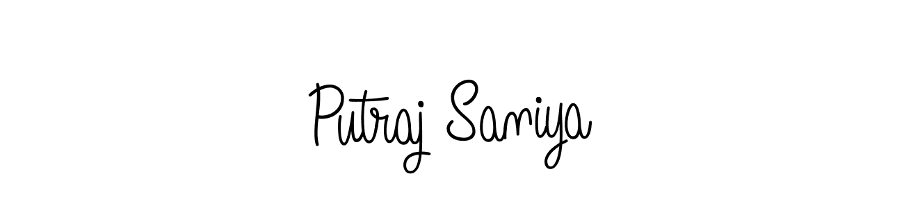 Create a beautiful signature design for name Putraj Saniya. With this signature (Angelique-Rose-font-FFP) fonts, you can make a handwritten signature for free. Putraj Saniya signature style 5 images and pictures png