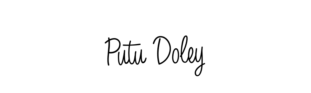 You should practise on your own different ways (Angelique-Rose-font-FFP) to write your name (Putu Doley) in signature. don't let someone else do it for you. Putu Doley signature style 5 images and pictures png