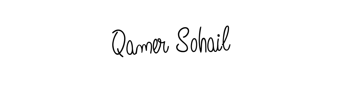 You should practise on your own different ways (Angelique-Rose-font-FFP) to write your name (Qamer Sohail) in signature. don't let someone else do it for you. Qamer Sohail signature style 5 images and pictures png