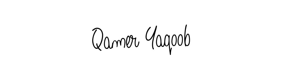 Use a signature maker to create a handwritten signature online. With this signature software, you can design (Angelique-Rose-font-FFP) your own signature for name Qamer Yaqoob. Qamer Yaqoob signature style 5 images and pictures png