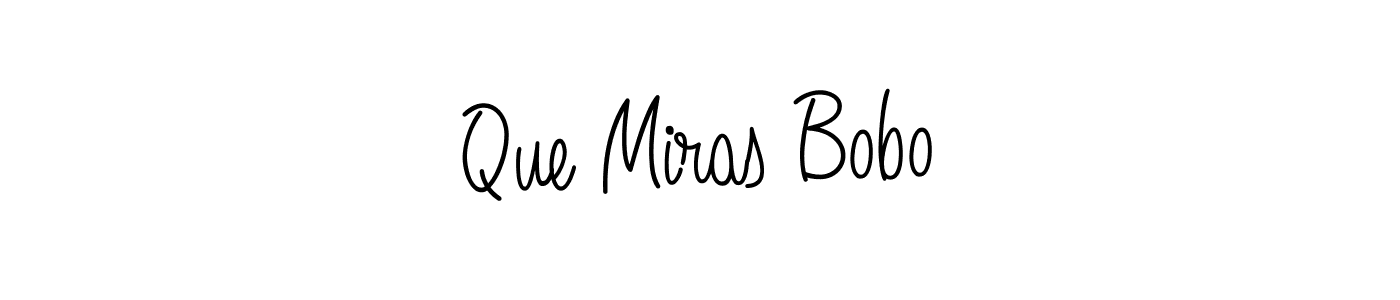 You should practise on your own different ways (Angelique-Rose-font-FFP) to write your name (Que Miras Bobo) in signature. don't let someone else do it for you. Que Miras Bobo signature style 5 images and pictures png