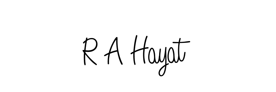 Also we have R A Hayat name is the best signature style. Create professional handwritten signature collection using Angelique-Rose-font-FFP autograph style. R A Hayat signature style 5 images and pictures png