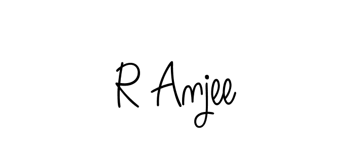 How to make R Anjee name signature. Use Angelique-Rose-font-FFP style for creating short signs online. This is the latest handwritten sign. R Anjee signature style 5 images and pictures png