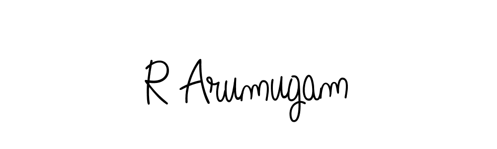 How to make R Arumugam name signature. Use Angelique-Rose-font-FFP style for creating short signs online. This is the latest handwritten sign. R Arumugam signature style 5 images and pictures png
