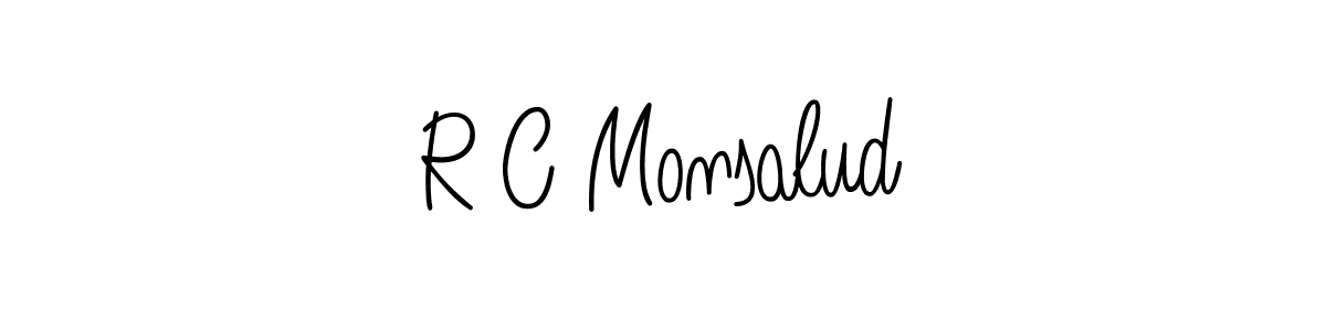 Use a signature maker to create a handwritten signature online. With this signature software, you can design (Angelique-Rose-font-FFP) your own signature for name R C Monsalud. R C Monsalud signature style 5 images and pictures png