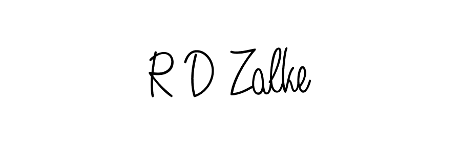 How to make R D Zalke name signature. Use Angelique-Rose-font-FFP style for creating short signs online. This is the latest handwritten sign. R D Zalke signature style 5 images and pictures png