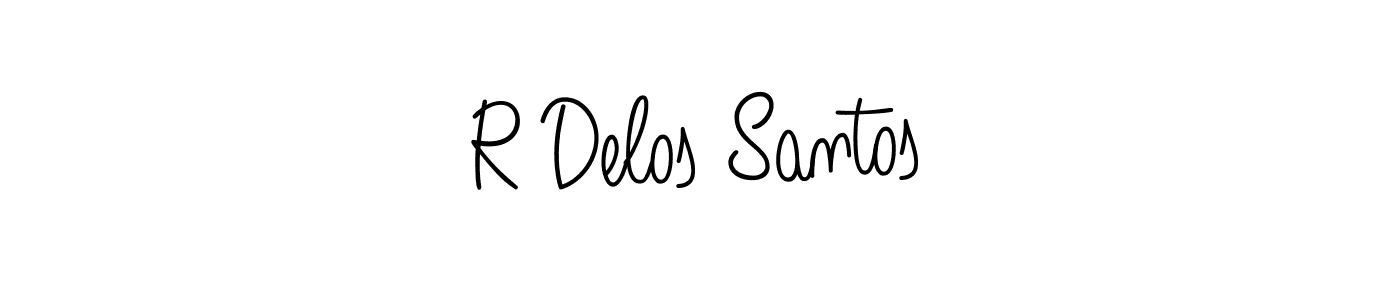 You should practise on your own different ways (Angelique-Rose-font-FFP) to write your name (R Delos Santos) in signature. don't let someone else do it for you. R Delos Santos signature style 5 images and pictures png