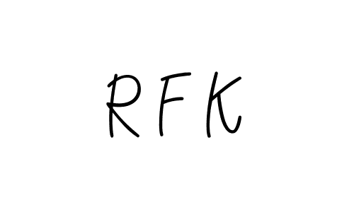 The best way (Angelique-Rose-font-FFP) to make a short signature is to pick only two or three words in your name. The name R F K include a total of six letters. For converting this name. R F K signature style 5 images and pictures png