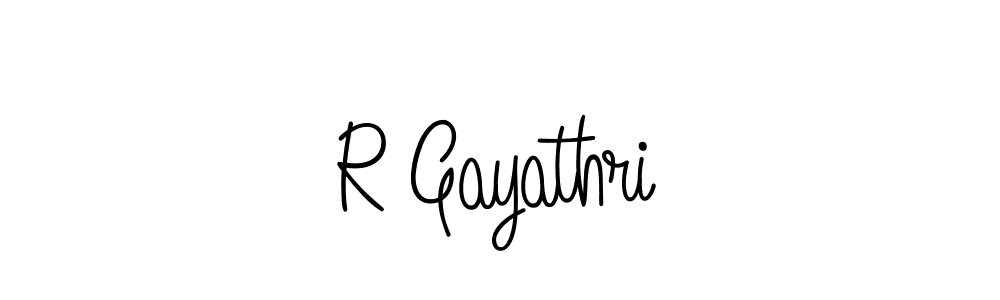 You should practise on your own different ways (Angelique-Rose-font-FFP) to write your name (R Gayathri) in signature. don't let someone else do it for you. R Gayathri signature style 5 images and pictures png