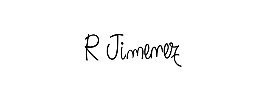 How to make R Jimenez name signature. Use Angelique-Rose-font-FFP style for creating short signs online. This is the latest handwritten sign. R Jimenez signature style 5 images and pictures png