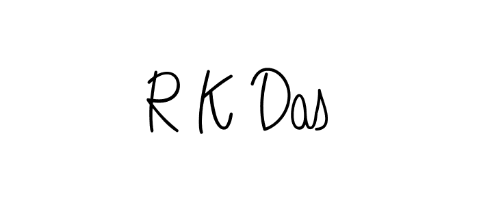 The best way (Angelique-Rose-font-FFP) to make a short signature is to pick only two or three words in your name. The name R K Das include a total of six letters. For converting this name. R K Das signature style 5 images and pictures png