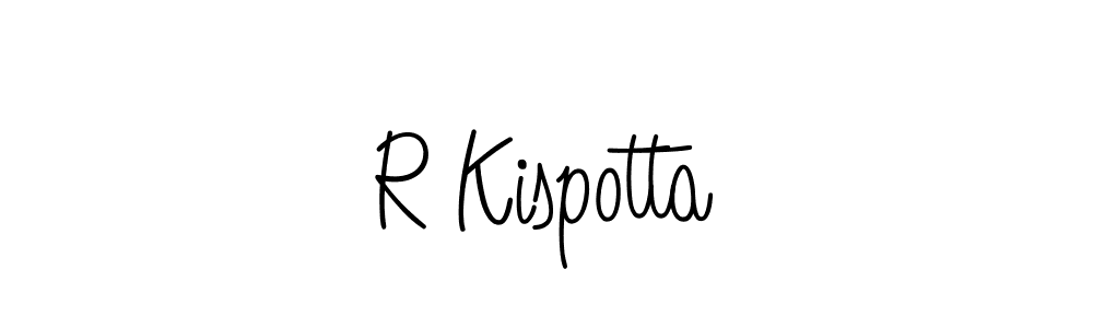 How to make R Kispotta name signature. Use Angelique-Rose-font-FFP style for creating short signs online. This is the latest handwritten sign. R Kispotta signature style 5 images and pictures png