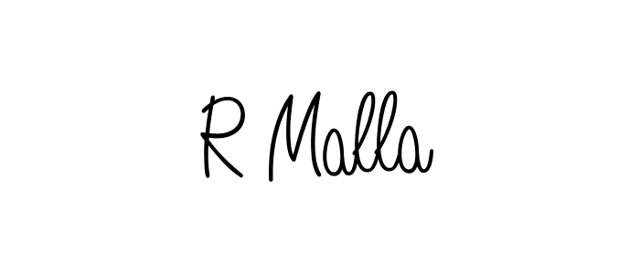 How to make R Malla name signature. Use Angelique-Rose-font-FFP style for creating short signs online. This is the latest handwritten sign. R Malla signature style 5 images and pictures png