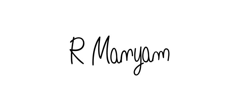 R Manyam stylish signature style. Best Handwritten Sign (Angelique-Rose-font-FFP) for my name. Handwritten Signature Collection Ideas for my name R Manyam. R Manyam signature style 5 images and pictures png