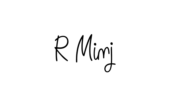 The best way (Angelique-Rose-font-FFP) to make a short signature is to pick only two or three words in your name. The name R Minj include a total of six letters. For converting this name. R Minj signature style 5 images and pictures png