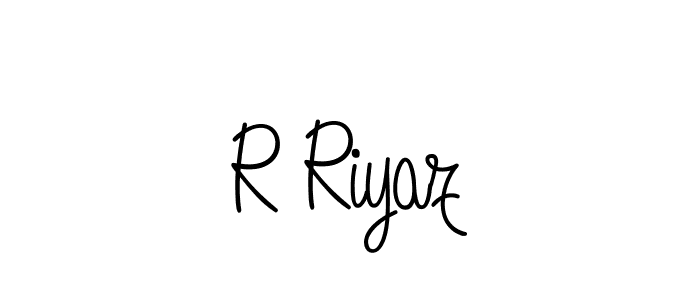 How to make R Riyaz name signature. Use Angelique-Rose-font-FFP style for creating short signs online. This is the latest handwritten sign. R Riyaz signature style 5 images and pictures png
