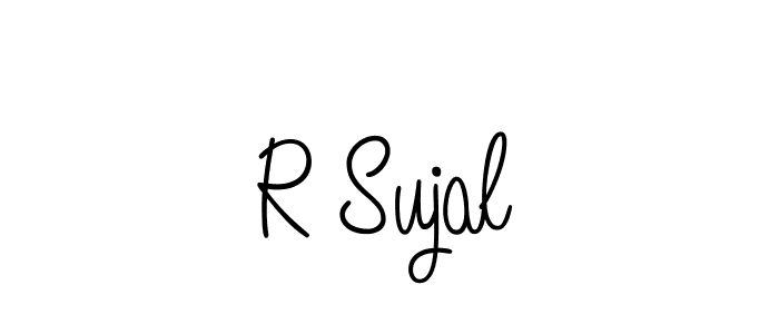 How to make R Sujal name signature. Use Angelique-Rose-font-FFP style for creating short signs online. This is the latest handwritten sign. R Sujal signature style 5 images and pictures png