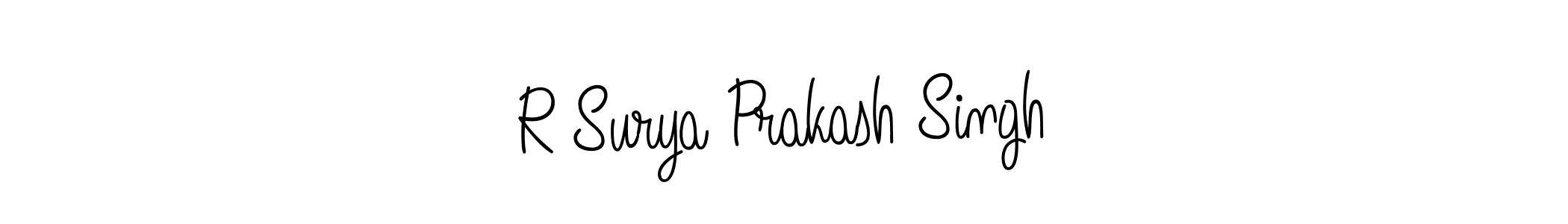You should practise on your own different ways (Angelique-Rose-font-FFP) to write your name (R Surya Prakash Singh) in signature. don't let someone else do it for you. R Surya Prakash Singh signature style 5 images and pictures png