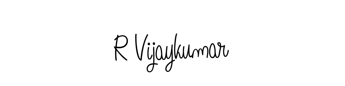 You should practise on your own different ways (Angelique-Rose-font-FFP) to write your name (R Vijaykumar) in signature. don't let someone else do it for you. R Vijaykumar signature style 5 images and pictures png