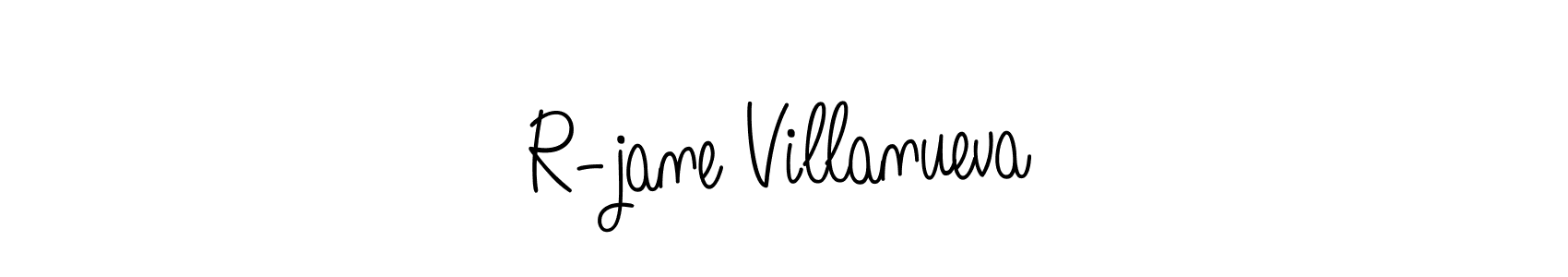 The best way (Angelique-Rose-font-FFP) to make a short signature is to pick only two or three words in your name. The name R-jane Villanueva include a total of six letters. For converting this name. R-jane Villanueva signature style 5 images and pictures png