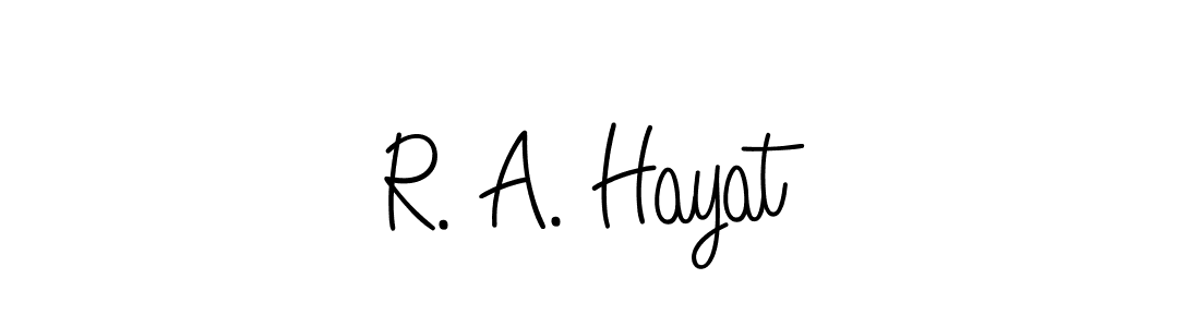 You should practise on your own different ways (Angelique-Rose-font-FFP) to write your name (R. A. Hayat) in signature. don't let someone else do it for you. R. A. Hayat signature style 5 images and pictures png