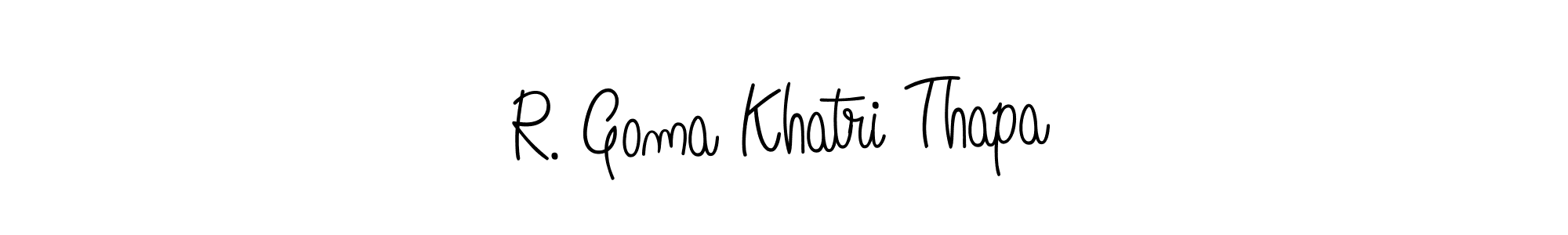 You should practise on your own different ways (Angelique-Rose-font-FFP) to write your name (R. Goma Khatri Thapa) in signature. don't let someone else do it for you. R. Goma Khatri Thapa signature style 5 images and pictures png