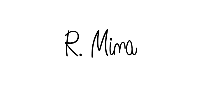 The best way (Angelique-Rose-font-FFP) to make a short signature is to pick only two or three words in your name. The name R. Mina include a total of six letters. For converting this name. R. Mina signature style 5 images and pictures png