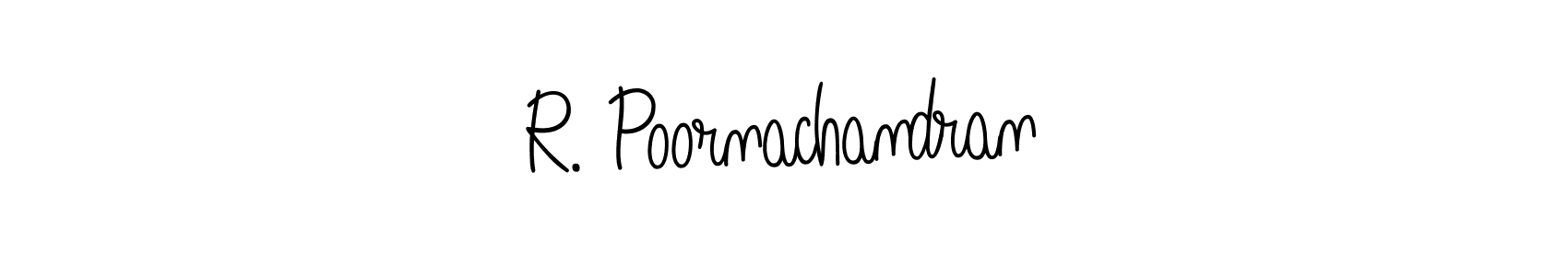 You should practise on your own different ways (Angelique-Rose-font-FFP) to write your name (R. Poornachandran) in signature. don't let someone else do it for you. R. Poornachandran signature style 5 images and pictures png