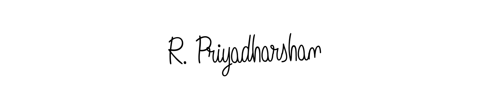 You should practise on your own different ways (Angelique-Rose-font-FFP) to write your name (R. Priyadharshan) in signature. don't let someone else do it for you. R. Priyadharshan signature style 5 images and pictures png