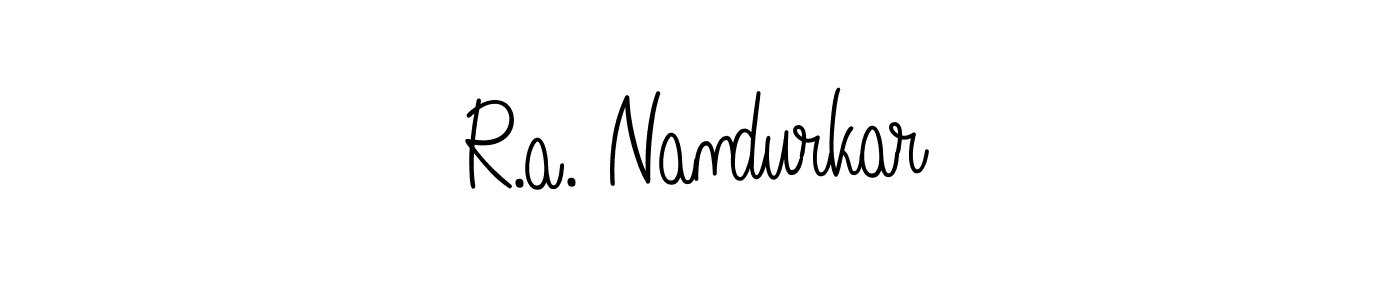 if you are searching for the best signature style for your name R.a. Nandurkar. so please give up your signature search. here we have designed multiple signature styles  using Angelique-Rose-font-FFP. R.a. Nandurkar signature style 5 images and pictures png