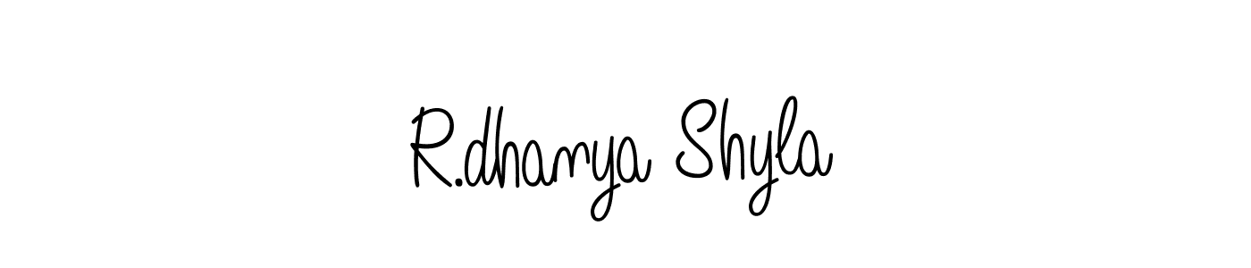 if you are searching for the best signature style for your name R.dhanya Shyla. so please give up your signature search. here we have designed multiple signature styles  using Angelique-Rose-font-FFP. R.dhanya Shyla signature style 5 images and pictures png