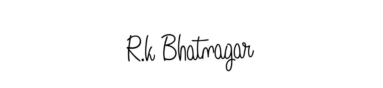 The best way (Angelique-Rose-font-FFP) to make a short signature is to pick only two or three words in your name. The name R.k Bhatnagar include a total of six letters. For converting this name. R.k Bhatnagar signature style 5 images and pictures png