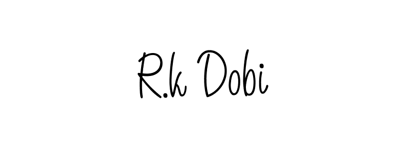 The best way (Angelique-Rose-font-FFP) to make a short signature is to pick only two or three words in your name. The name R.k Dobi include a total of six letters. For converting this name. R.k Dobi signature style 5 images and pictures png
