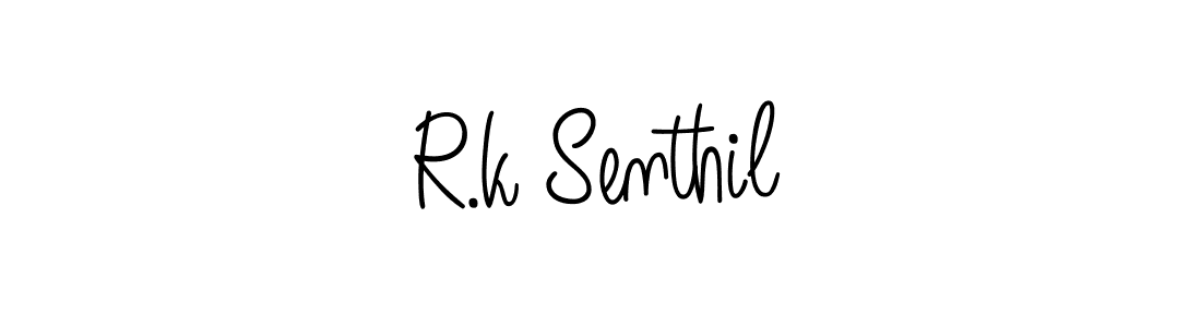 The best way (Angelique-Rose-font-FFP) to make a short signature is to pick only two or three words in your name. The name R.k Senthil include a total of six letters. For converting this name. R.k Senthil signature style 5 images and pictures png