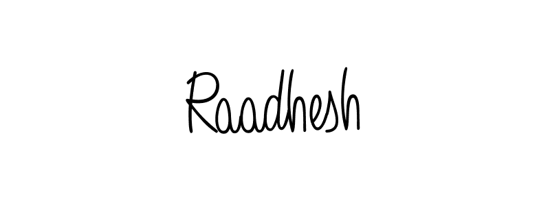 Make a beautiful signature design for name Raadhesh. With this signature (Angelique-Rose-font-FFP) style, you can create a handwritten signature for free. Raadhesh signature style 5 images and pictures png