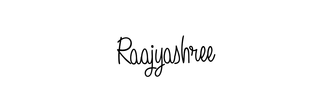 How to make Raajyashree name signature. Use Angelique-Rose-font-FFP style for creating short signs online. This is the latest handwritten sign. Raajyashree signature style 5 images and pictures png