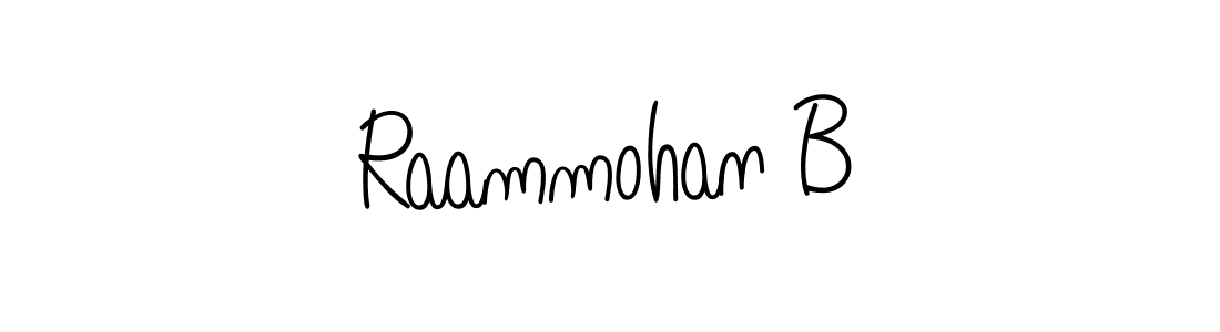 Use a signature maker to create a handwritten signature online. With this signature software, you can design (Angelique-Rose-font-FFP) your own signature for name Raammohan B. Raammohan B signature style 5 images and pictures png