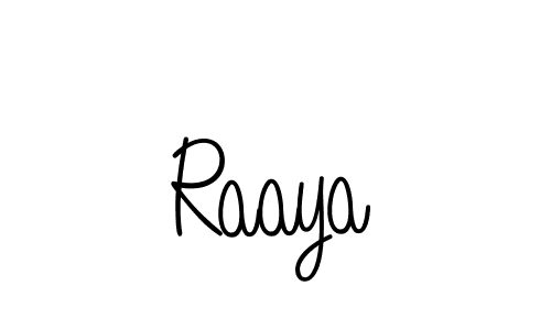 Use a signature maker to create a handwritten signature online. With this signature software, you can design (Angelique-Rose-font-FFP) your own signature for name Raaya. Raaya signature style 5 images and pictures png