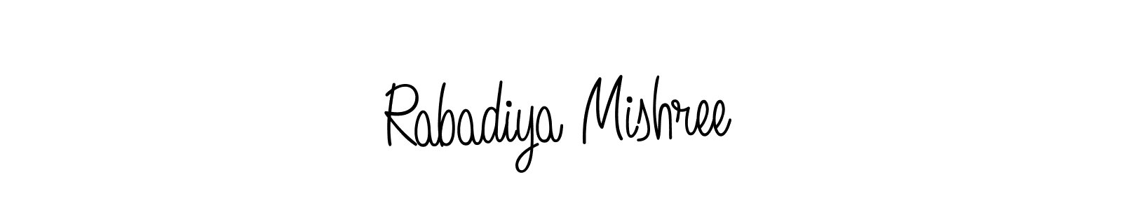 You should practise on your own different ways (Angelique-Rose-font-FFP) to write your name (Rabadiya Mishree) in signature. don't let someone else do it for you. Rabadiya Mishree signature style 5 images and pictures png