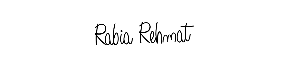 You should practise on your own different ways (Angelique-Rose-font-FFP) to write your name (Rabia Rehmat) in signature. don't let someone else do it for you. Rabia Rehmat signature style 5 images and pictures png